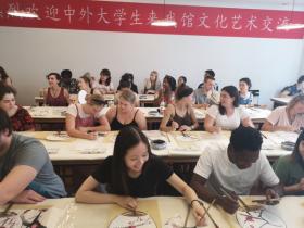 中外大学生走进市美术馆 感受中国书画艺术魅力 