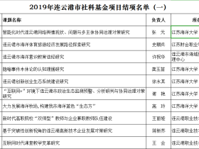 2019年连云港市社科基金项目结项名单（一） 公示
